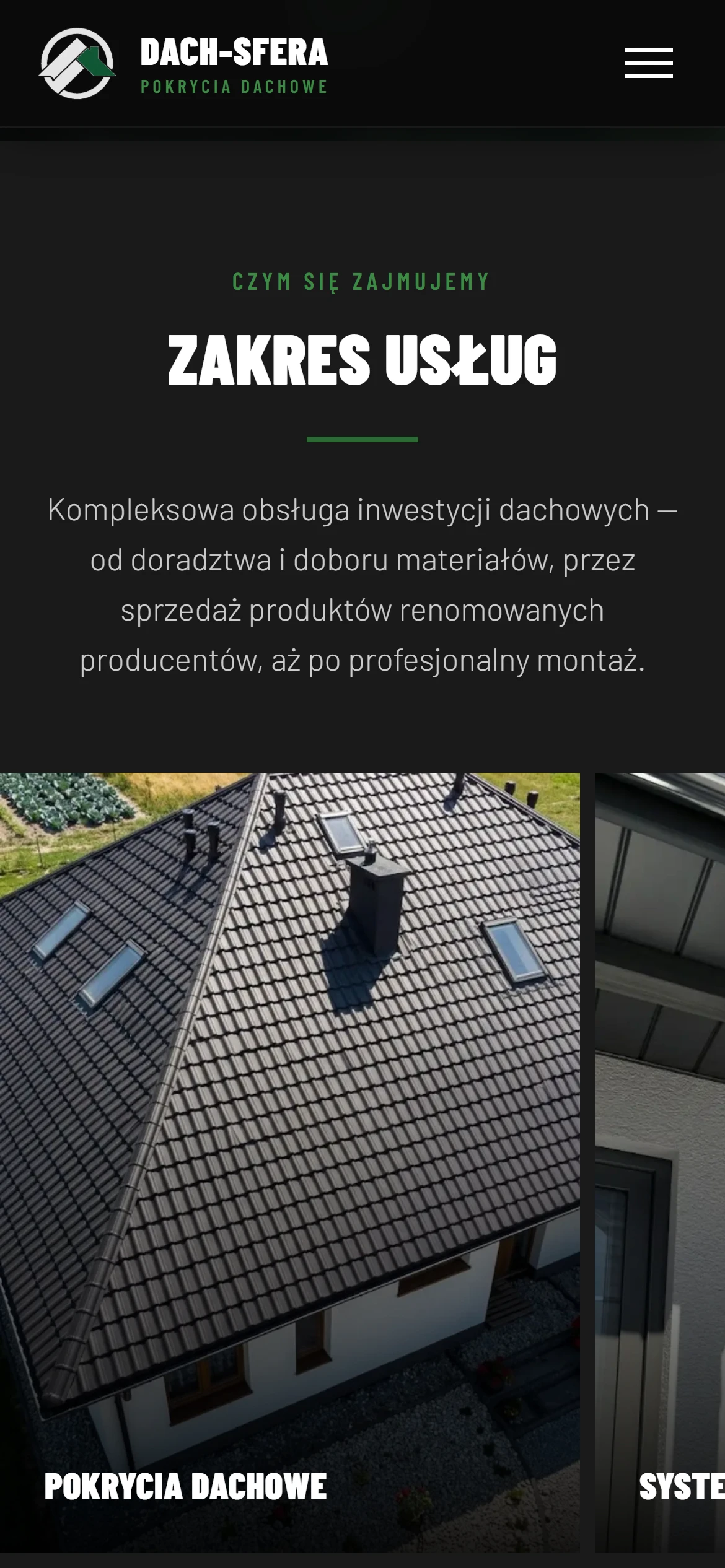 Dach-Sfera — widok strony na telefonie