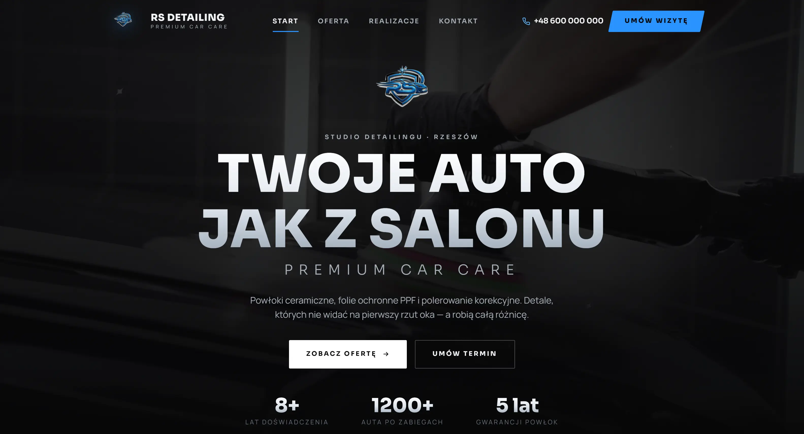RS Detailing — widok desktop