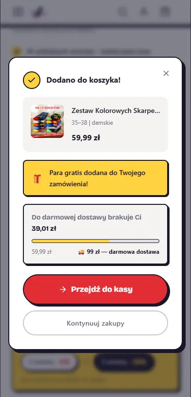 Skarpetoraj — widok mobile